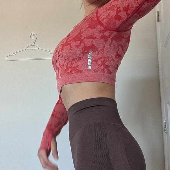 Gymshark, long sleeve, crop top, pink, size Medium - Picture 3 of 11